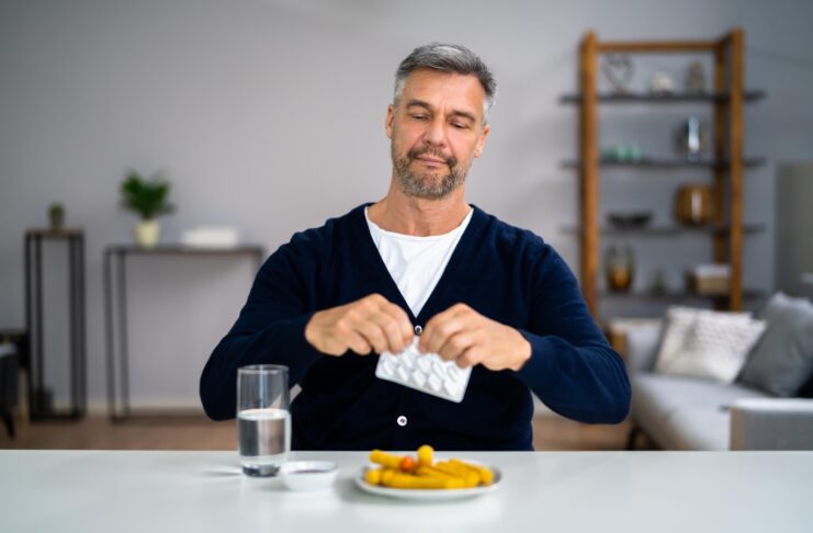 Pharmacy Pill Against Heartburn. Food Choice Fiber Blocks Your Medication